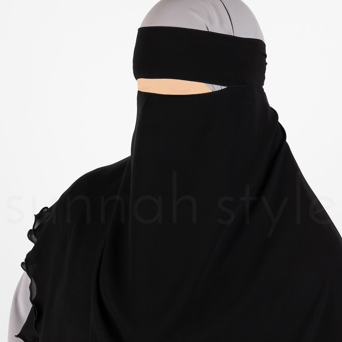 Sunnah Style One Layer Snapp Niqab Black